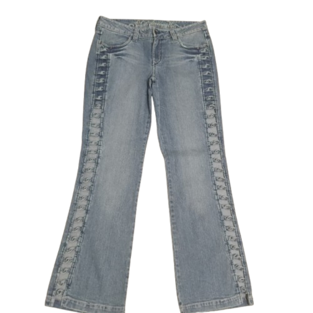 Delicious By MUDD Y2K 90's Cutout Bootcut Jeans Vintage Waist 33 Delicious Curve